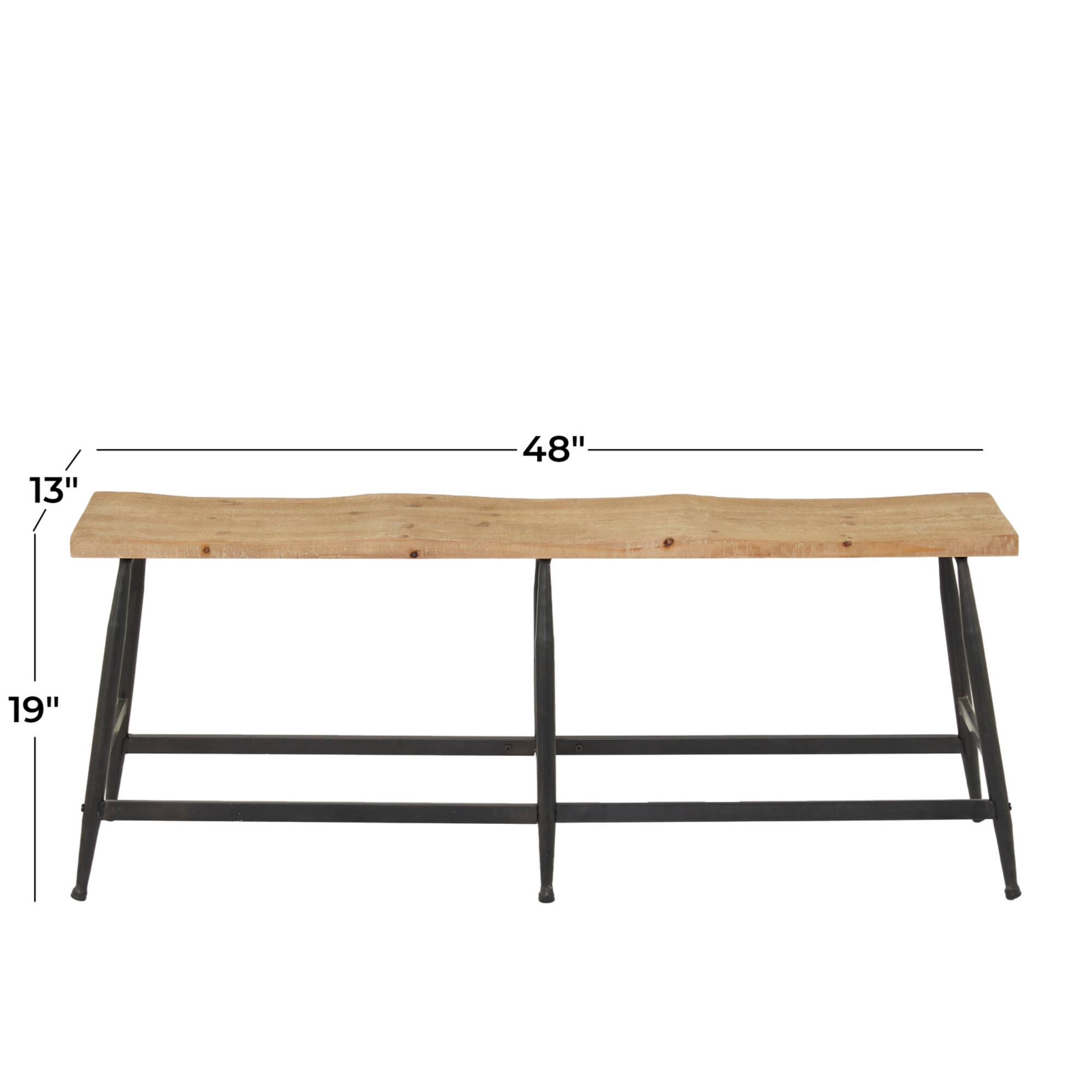 Brown Metal Industrial Bench 19" x 48" x 13"